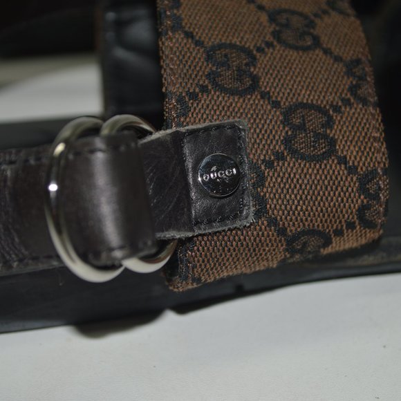 Gucci Brown and Black Monogram Sandals - Picture 7 of 14